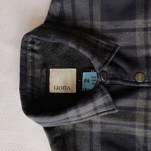 Vuori Range Shirt Jacket, Model V246. Navy & Grey/Green Plaid Size L